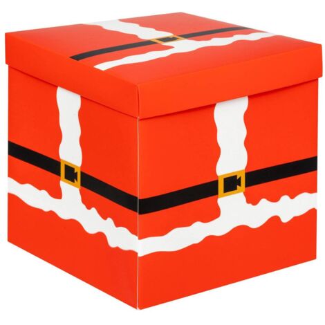 Boîte cadeau pliable décor tenue de Père Noël 20x20x20cm rouge - Feeric lights & christmas