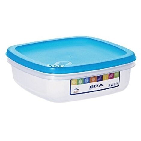 Boîte Carrée Plate 1 L Naturel Couvercle Turquoise - Eda