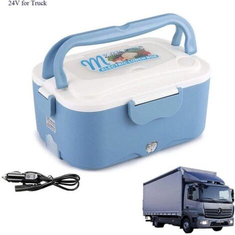 Boîte Chauffante Electrique 24 V pour Camion - Allume Cigare - Bleu - 1.5L - Acier Inoxydable + PP
