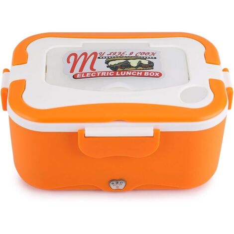 Boîte Chauffante Lunch Box pour Voiture Électrique Boîte Déjeuner Thermique de 1.5L Boîte Alimentaires Boîte Repas Revêtement en Isolation pour voyager(24V-Orange)