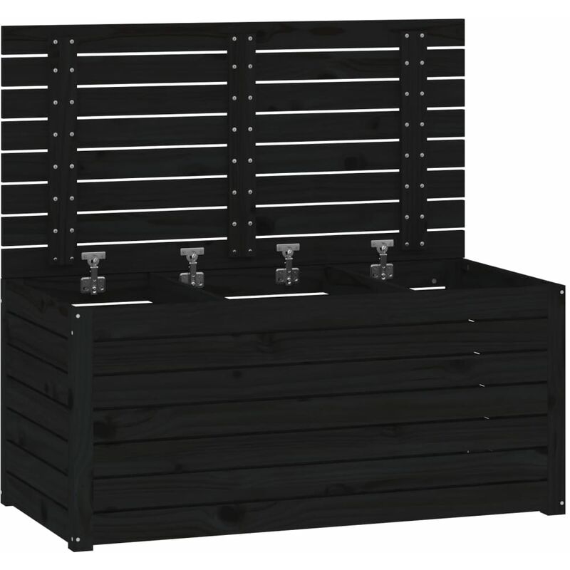 Helloshop26 - Boîte coffre de jardin 101 x 50,5 x 46,5 cm bois massif de pin noir