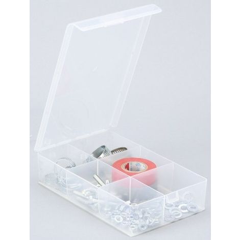 BOÎTE D'ASSORTIMENT 6 COMPARTIMENTS, EUROPLUS BASIC 12/6, TRANSP., PP, SOLIDE FERMOIR ALLIT 457166