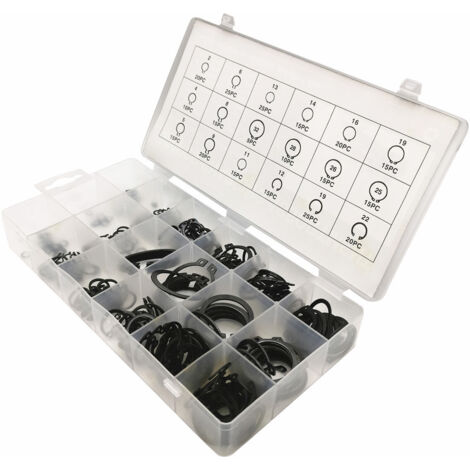 Boîte d'assortiment de circlips, 300 pièces, 18 tailles