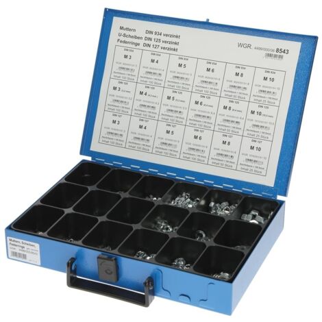 Boîte d'assortiment d'écrous et de disques U 18 sortes