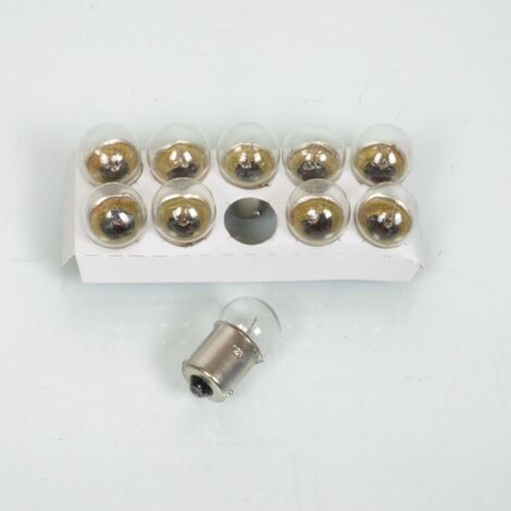 Boite de 10 ampoules BA15s blanche 12V 10W G18 norme R10W pour