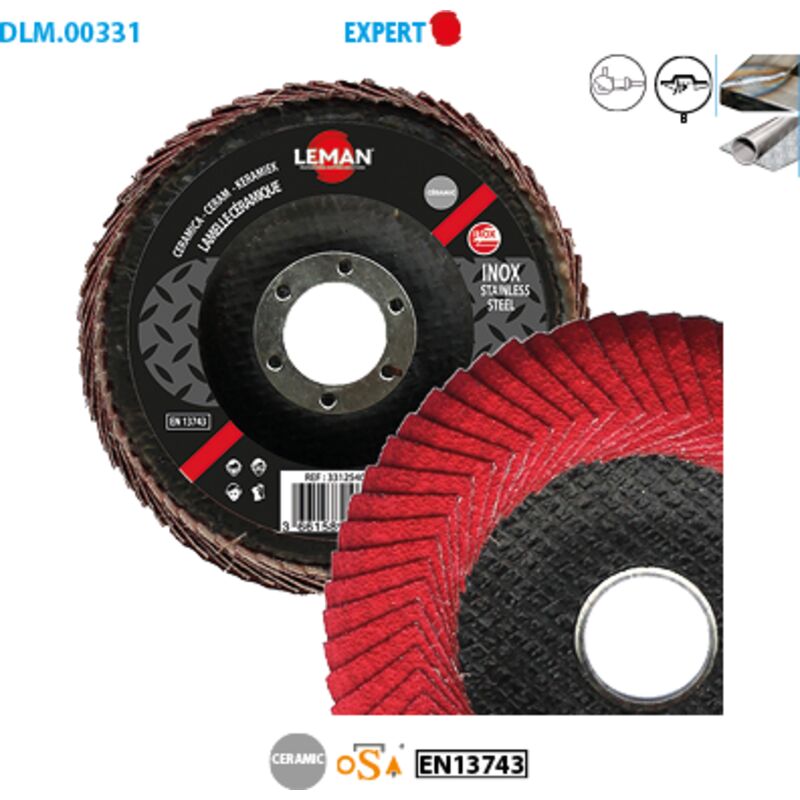 Scatola da 10 dischi a lamelle in ceramica con bordo arrotondato Expert. Ø 125 Grano 40 Diametro 22,23mm Convesso