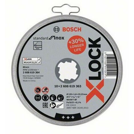 Bosch Accessories X-LOCK 2608619364 Disque à tronçonner 125 mm 10 pc(s)