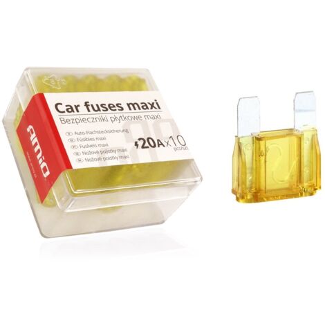 Boîte de 10 fusibles MAXI pour voiture 20A AMIO-02324