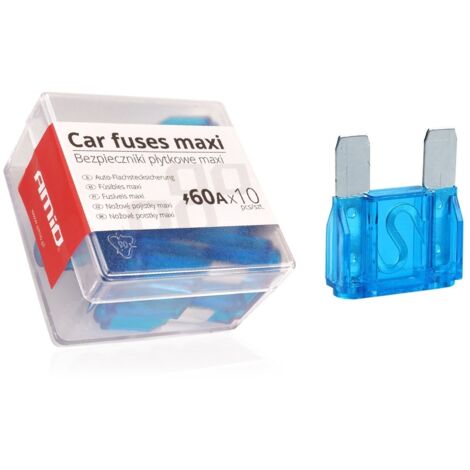 Boîte de 10 fusibles MAXI pour voiture 60A AMIO-02328