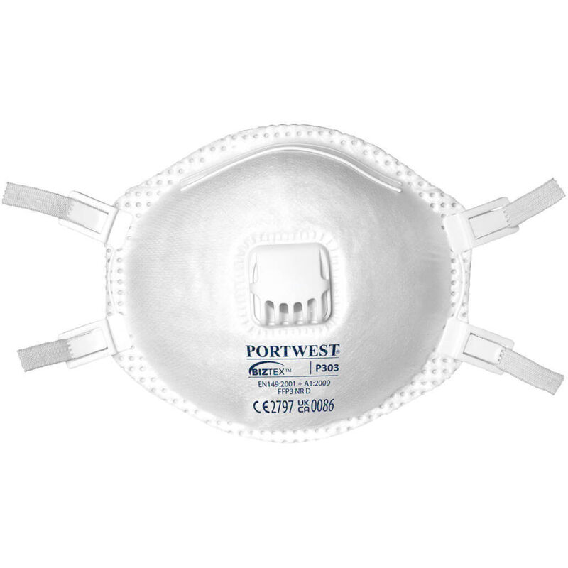 Pack mit 10 FFP3-Dolomit-Masken mit Ventil, Weiß