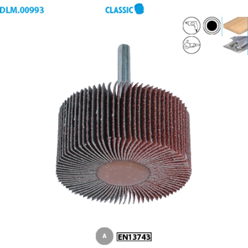 Confezione da 10 ruote a lamelle in corindone metallico Classic ø 50 ø Coda 6 Larg. 15 Granulometria 60