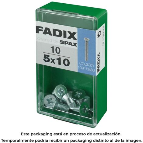 Boite de 10 unités de vis métrique à tête plate M 5x10mm Fadix