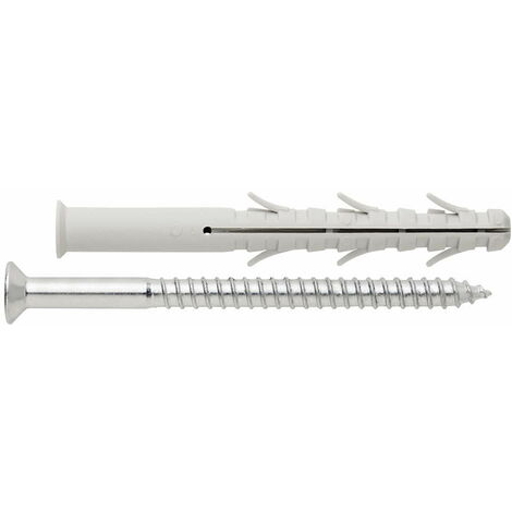 Boite de 100 - Cheville à frapper à 6 ailettes - Vis tête fraisée - Polyamide 6.6 10 x 140 Ø10