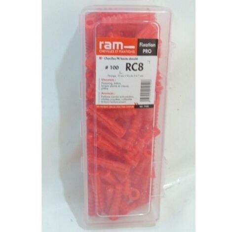 Boîte de 100 Chevilles RC8 Rouges