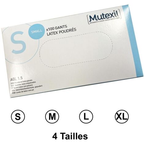 Boîte de 100 gants en latex poudrés blanc TS (6 7) NOTRE SELECTION 88825200 TS