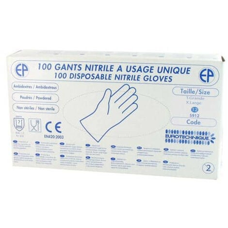 PROTECFINA Protile Noir Boite de 100 Gants Jetables Alimentaires Nitrile non poudr/és