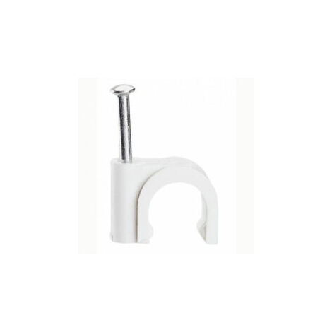 Boite de 100 pontets mono-diamètre attaches cables ou gaines blanc RAL9017 Ø8mm