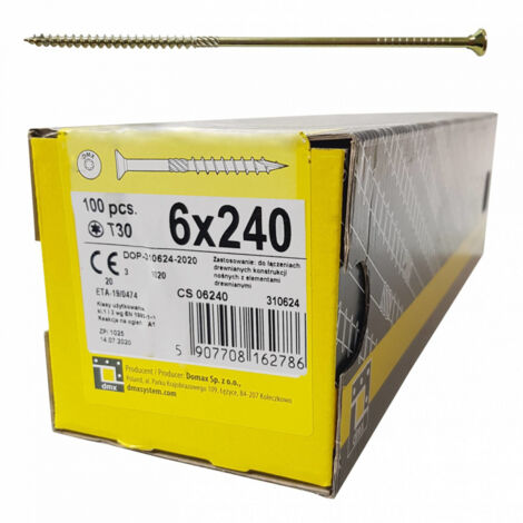 BOITE DE 100 VIS À TÊTE FRAISÉE 6 x 240, EMPREINTE TORX