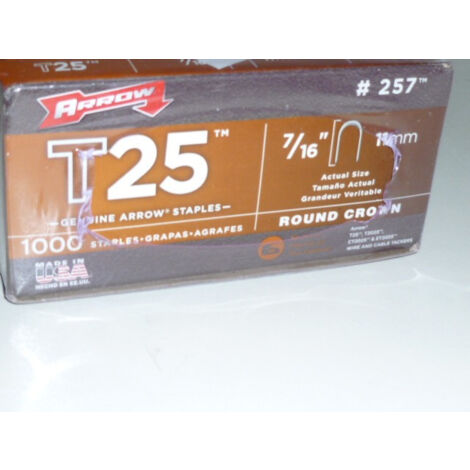 Boite de 1000 agraphes cable largeur 6.35mm longueur 11.11mm pour T25 ou T2025 AGI ROBUR 352009