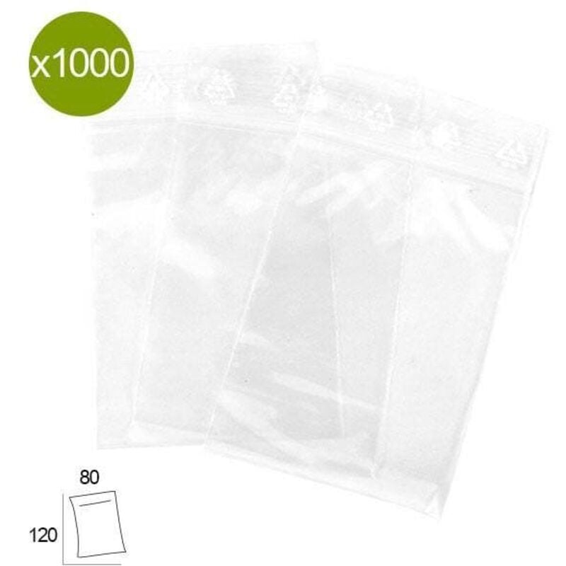 Boîte de 1000 Sachets Zip 80x120mm 50µ