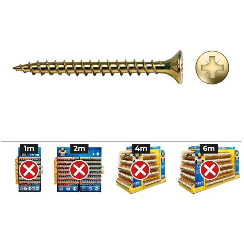 Vis à bois à tête fraisée Velox PZ2 avec filetage complet Ø4x30mm dichromate (Boîte de 500 unités)