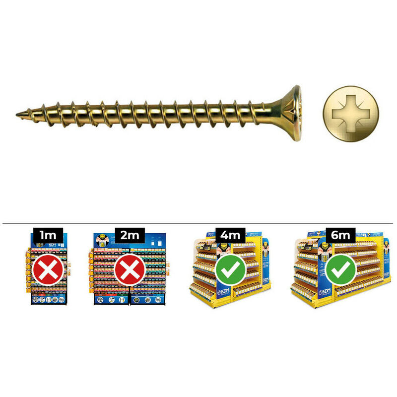 Vis à Bois Frais. Bicrom Pozi Din Vlox 6x50. + Lubr. Boîte 250 Uni. Celo