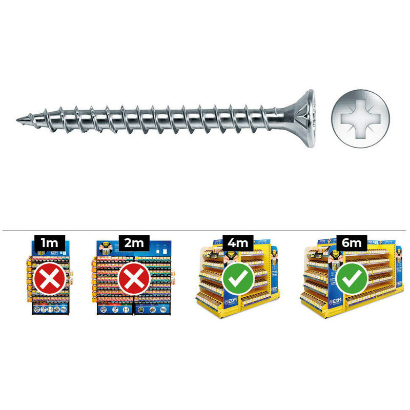 Vis à Bois Frais. Pozi Din Vlox 4x35 Zinc. + Lubr. Boîte 500 Uni. Celo