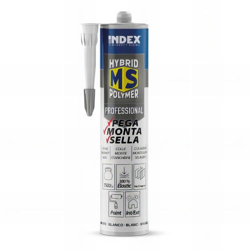 Index - 12 adhésifs hybrid ms polymer et professional - 290 ml - gris
