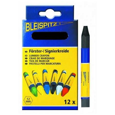 Boite de 12 craies forestières de marquage de couleur NOIR de marque Bleispitz