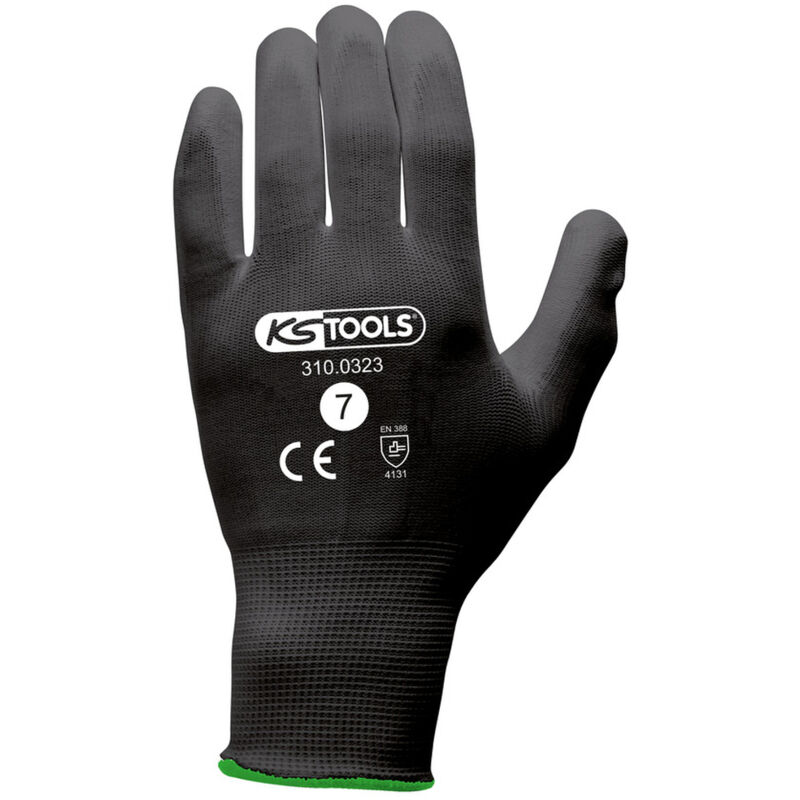 Kstools - ks Tools - Boîte de 12 paires de gants microfibres noirs, T.7 - 310.0323