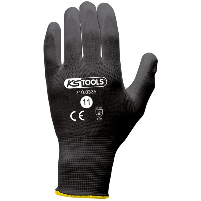 Kstools - ks Tools - Boîte de 12 paires de gants microfibres noirs, T.11 - 310.0335