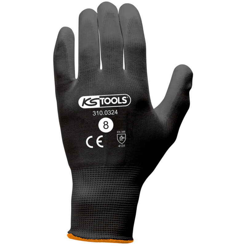 Kstools - ks Tools - Boîte de 12 paires de gants microfibres noirs, T.8 - 310.0324