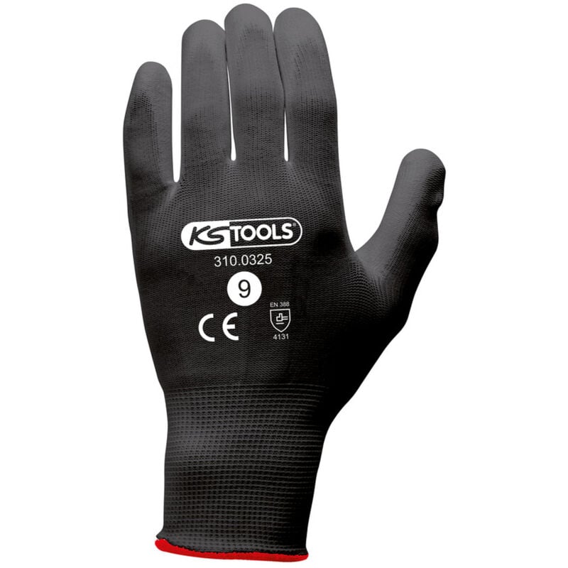 Kstools - ks Tools - Boîte de 12 paires de gants microfibres noirs, T.9 - 310.0325