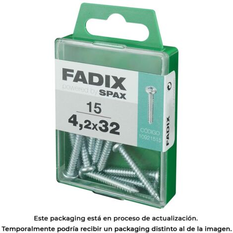 Boîte de 15 unités de vis autotaraudeuses à tête ronde en zinc 4,2x32mm Fadix