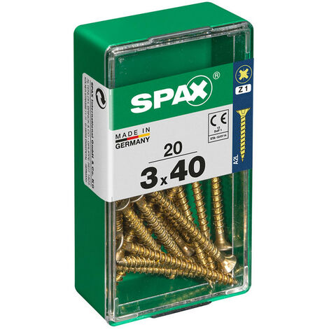 Boîte de 20 unités de vis à bois Spax à tête plate Yellox 3,0x40mm Spax