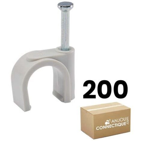 Boîte de 200 pontets gris Ø8 pointe béton et bois pour attache câble et conduit - Ram