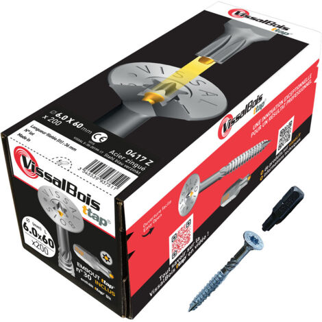 Boite de 200 vis agglo Torx30 zinguées à filetage partiel torx/ttap ailette 50/60/70/80/90mm - diam 6 mm - Diamètre 6  mm