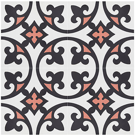 Boite de 24 Carreaux de ciment véritable 0,16m2 / Carreaux de ciment artisanaux Multicolore pour sol et mur - l.20 x L.20 cm