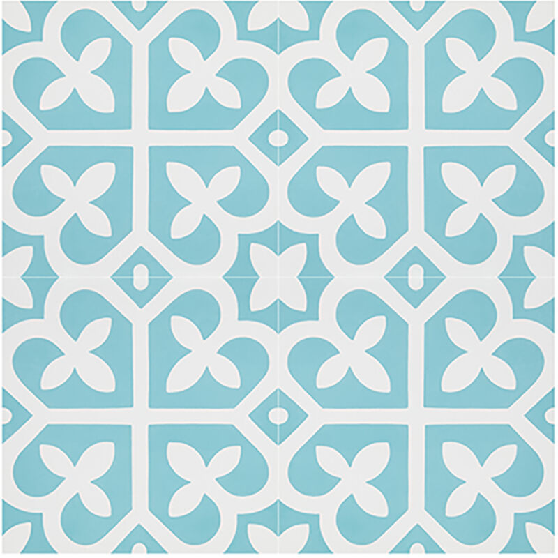 Pegane - Boite de 24 Carreaux de ciment véritable 0,96m2 / Carreaux de ciment artisanaux coloris bleu pour sol et mur - l.20 x L.20 cm