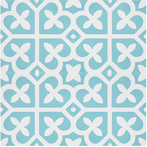 Boite de 24 Carreaux de ciment véritable 0,96m2 / Carreaux de ciment artisanaux coloris bleu pour sol et mur - l.20 x L.20 cm
