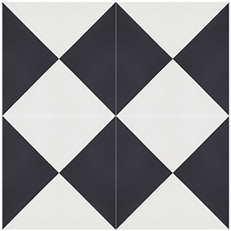 Pegane - Boite de 24 Carreaux de ciment véritable 0,96m2 / Carreaux de ciment artisanaux coloris noir/blanc pour sol et mur - l.20 x L.20cm