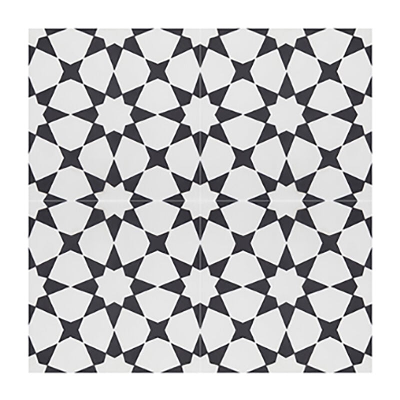 Pegane - Boite de 24 Carreaux de ciment véritable 0,96m2 / Carreaux de ciment artisanaux pour sol et mur coloris noir / blanc - l.20 x L.20 cm