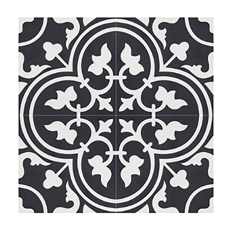 Pegane - Boite de 24 Carreaux de ciment véritable 0,96m2 / Carreaux de ciment artisanaux pour sol et mur coloris noir - l.20 x L.20 cm