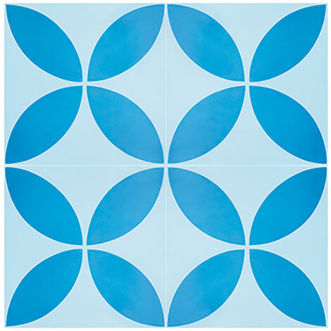 Boite de 24 Carreaux de ciment véritable 0,96m2/ Carreaux de ciment artisanaux coloris Bleu pour sol et mur - l.20 x L.20cm