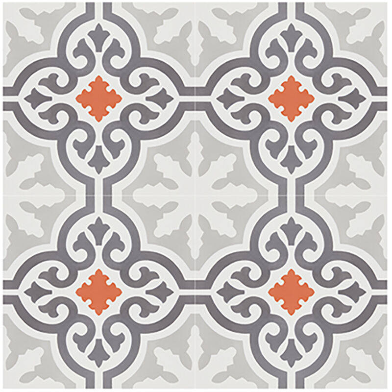 Boite de 24 Carreaux de ciment hydraulique 0,96m2 / Carreaux de ciment artisanaux pour sol et mur multicolore - l.20 x L.20 cm