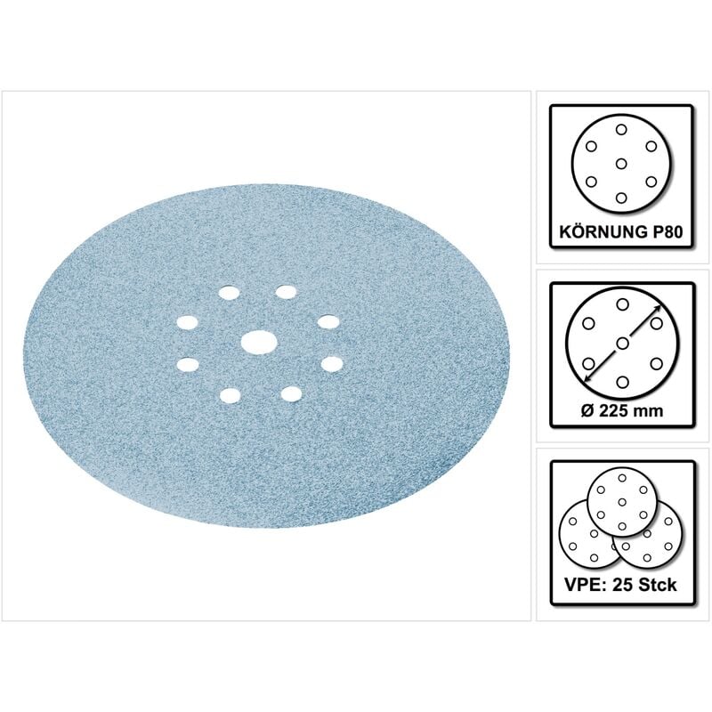 Stf D225/8 Disques abrasifs grenat 225 mm pour planex P80 gr / 25 pièces ( 499636 ) - Festool