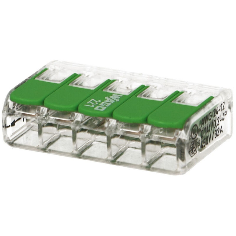25 mini connecteur Wago 5 entrées pour fil souple ou rigide 'Green Range'
