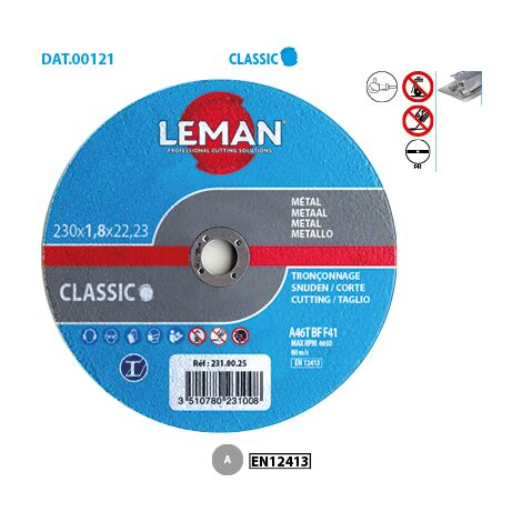 Boite de 25 disques à tronçonner plat métal fin métal Classic ø 125 Alésage 22,23 Ep. 1,6mm