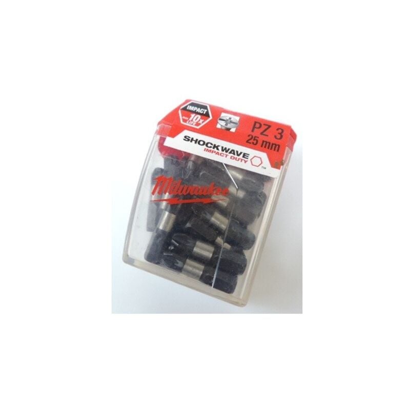 Milwaukee - Boîte de 25 Embouts de vissage PZ3 25mm Shockwave 4932352554