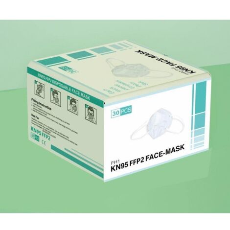 Boîte de 30 masques respiratoires pliables jetables FFP2 KN95  95 % blanc - MASQUES3